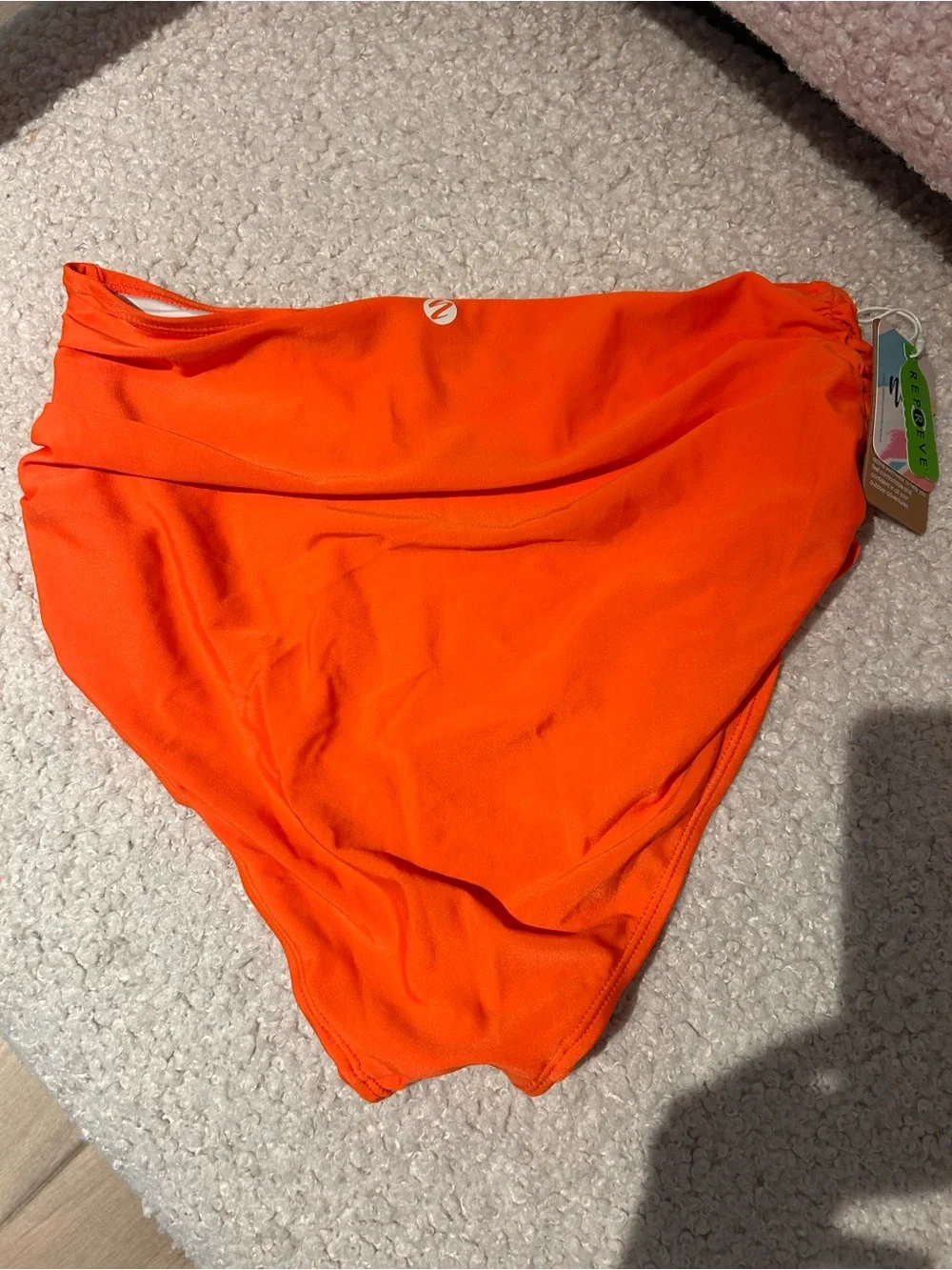 Ruched High-Waist One-Piece Swim in Bright Orange